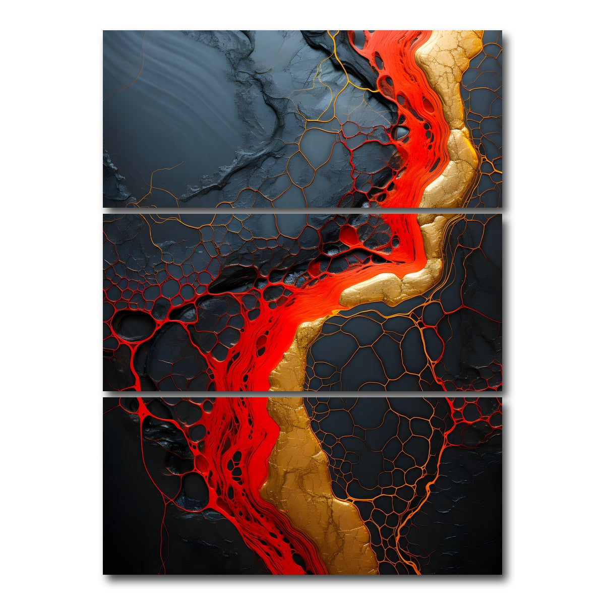 AUTO-MOCKUP WHITE | Abstract - Black red waves 1 | 3 Piece | Gallery Wrap Canvas | group=8x18_stacked