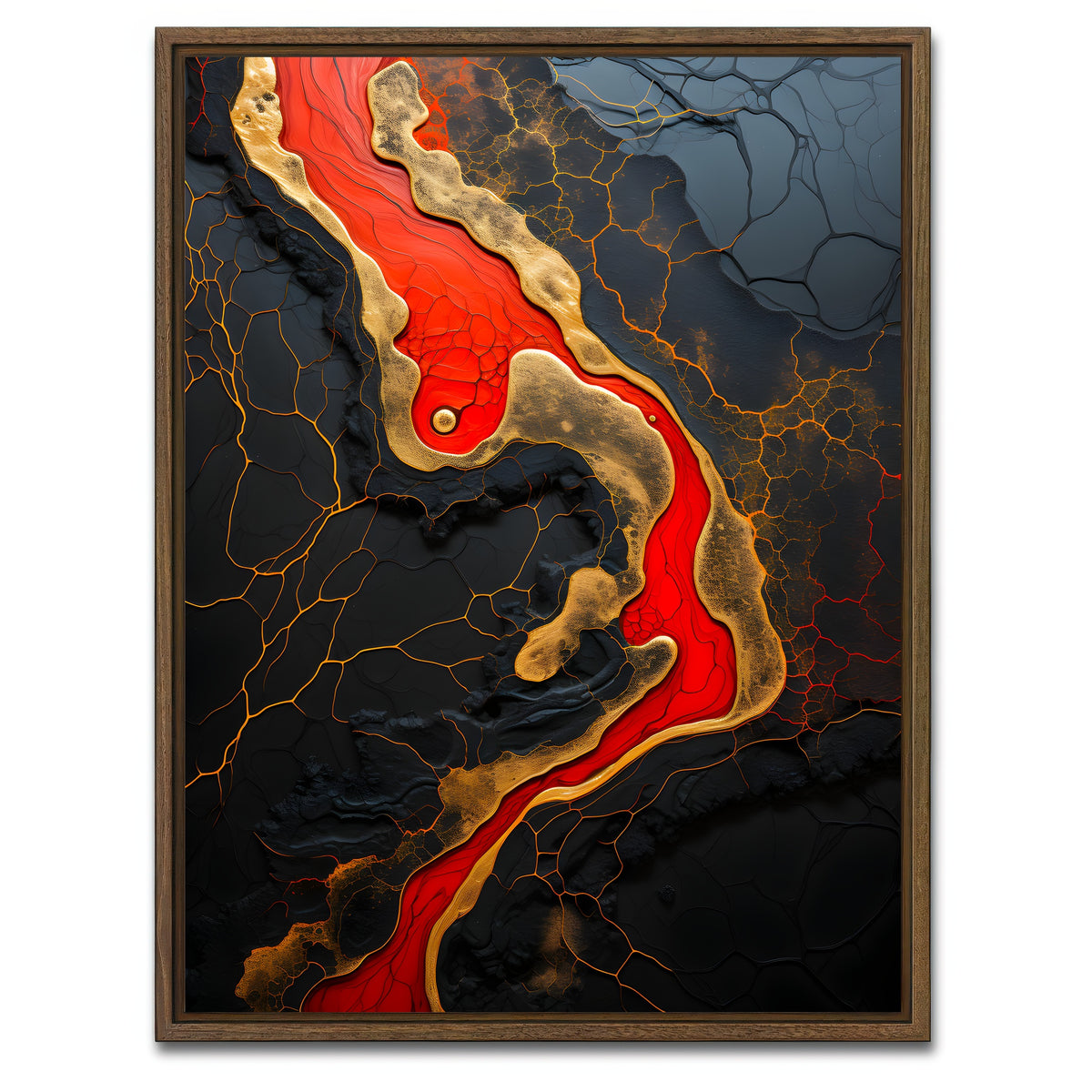 AUTO-MOCKUP WHITE | Abstract - Black red waves 5 | 1 Piece | Walnut Framed Canvas | group=3x4
