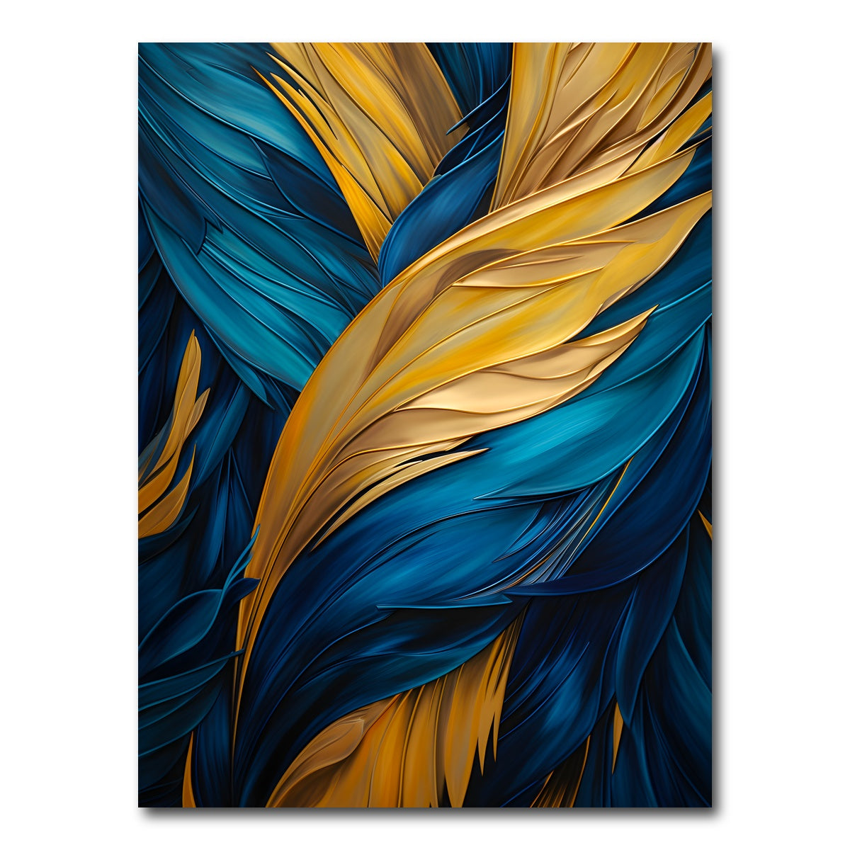 AUTO-MOCKUP WHITE | Abstract - Blue gold feather 4 | 1 Piece | Gallery Wrap Canvas | group=3x4