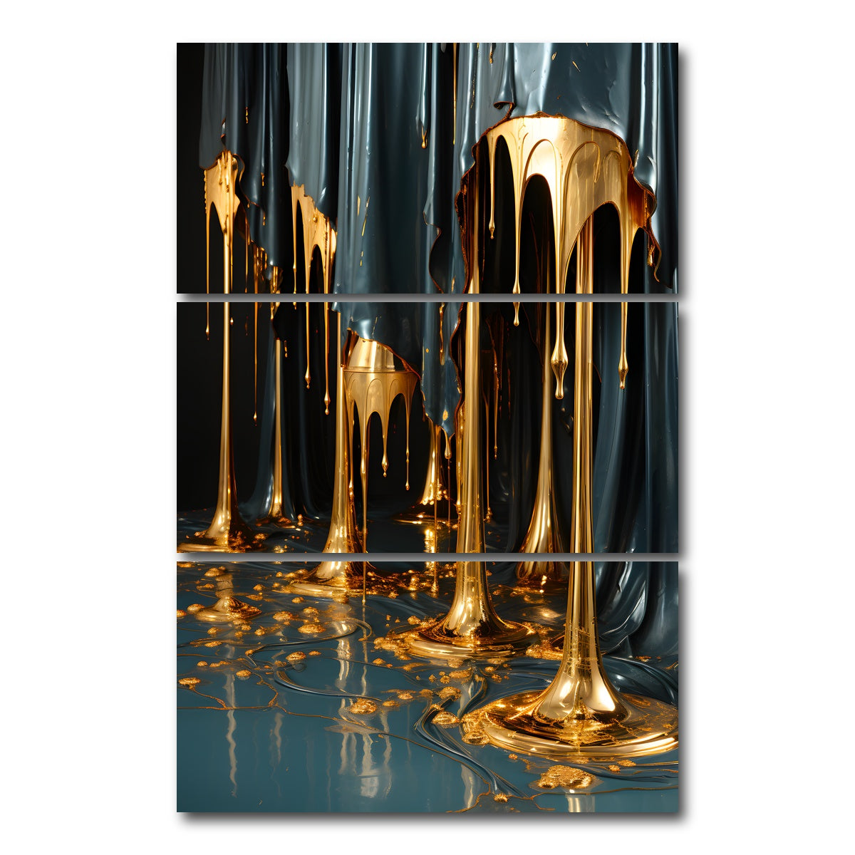 AUTO-MOCKUP WHITE | Abstract - Blue gold shapes 13 | 3 Piece | Gallery Wrap Canvas | group=12x24_stacked