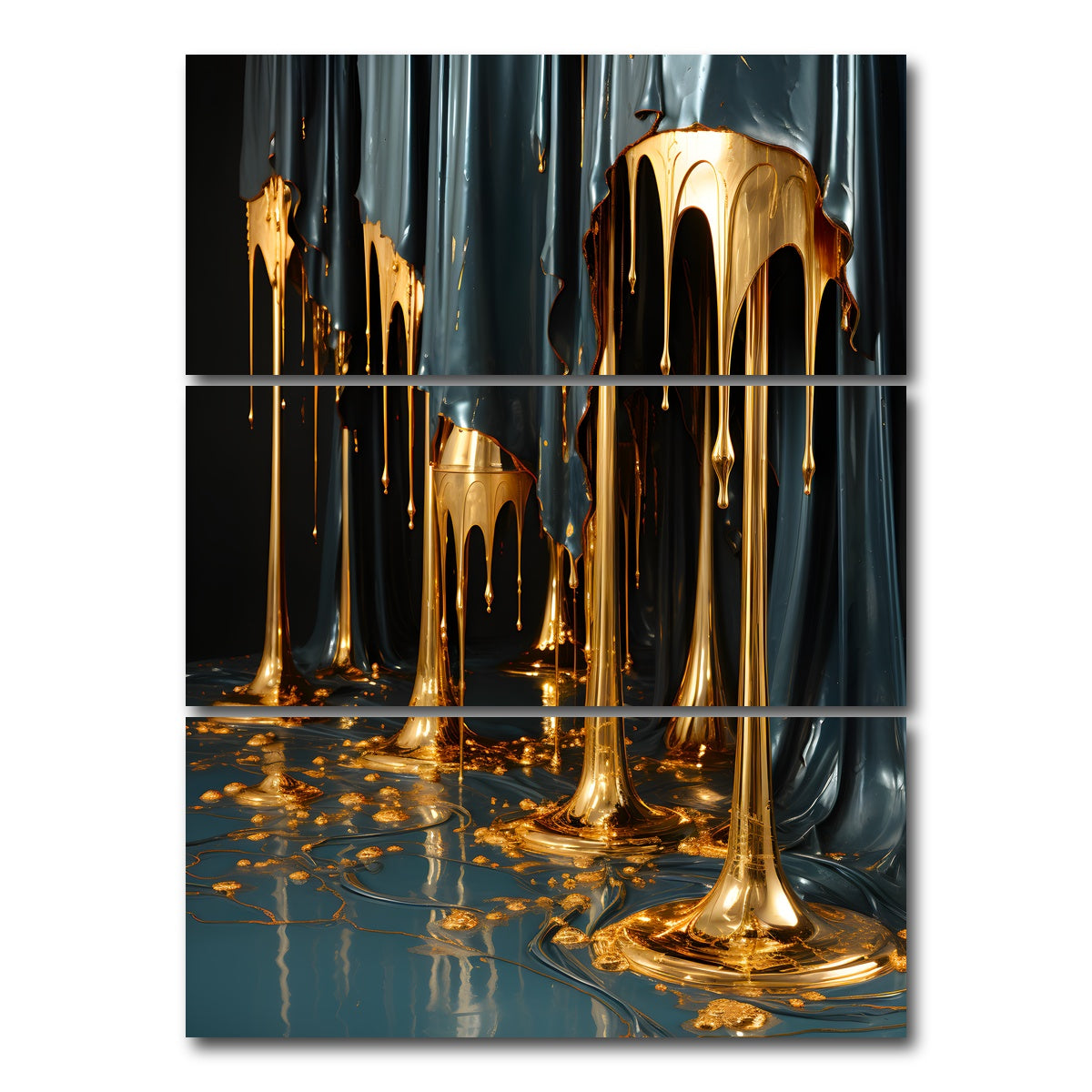 AUTO-MOCKUP WHITE | Abstract - Blue gold shapes 13 | 3 Piece | Gallery Wrap Canvas | group=8x18_stacked