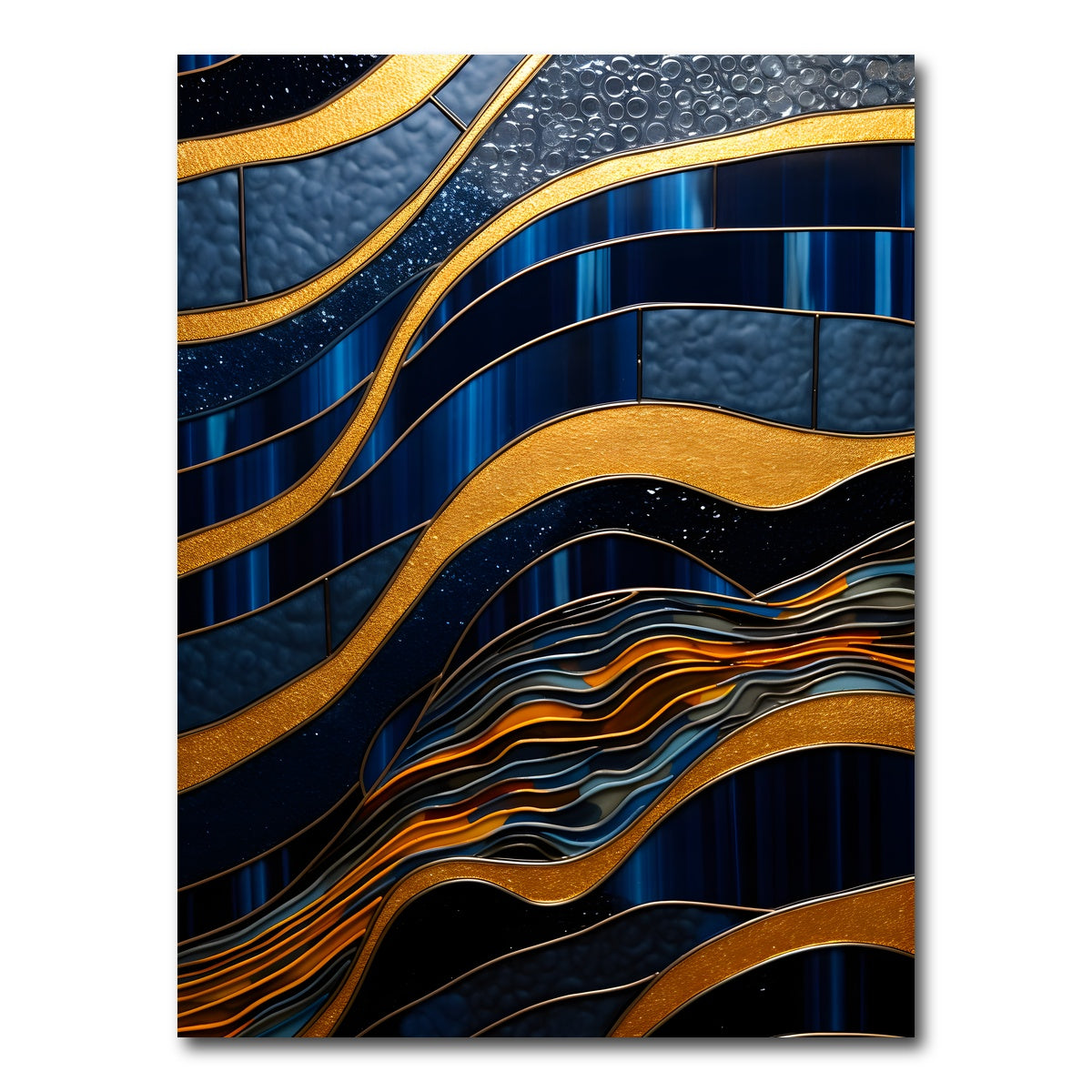 AUTO-MOCKUP WHITE | Abstract - Blue gold shapes 18 | 1 Piece | Gallery Wrap Canvas | group=3x4