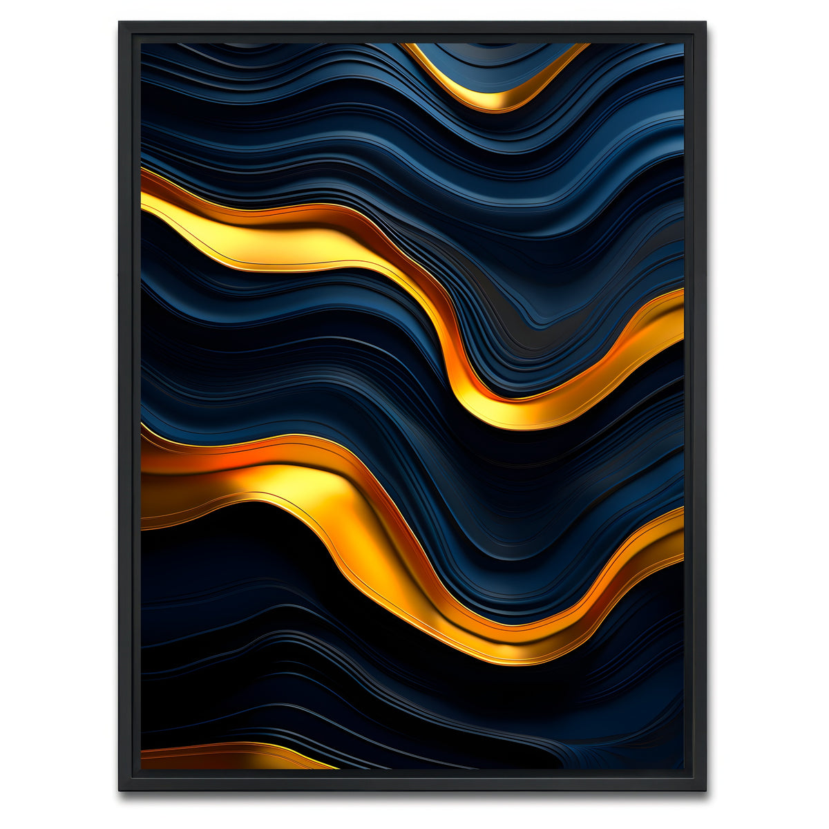 AUTO-MOCKUP WHITE | Abstract - Blue gold shapes 20 | 1 Piece | Black Framed Canvas | group=3x4