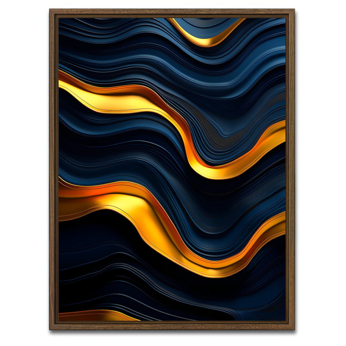 AUTO-MOCKUP WHITE | Abstract - Blue gold shapes 20 | 1 Piece | Walnut Framed Canvas | group=3x4