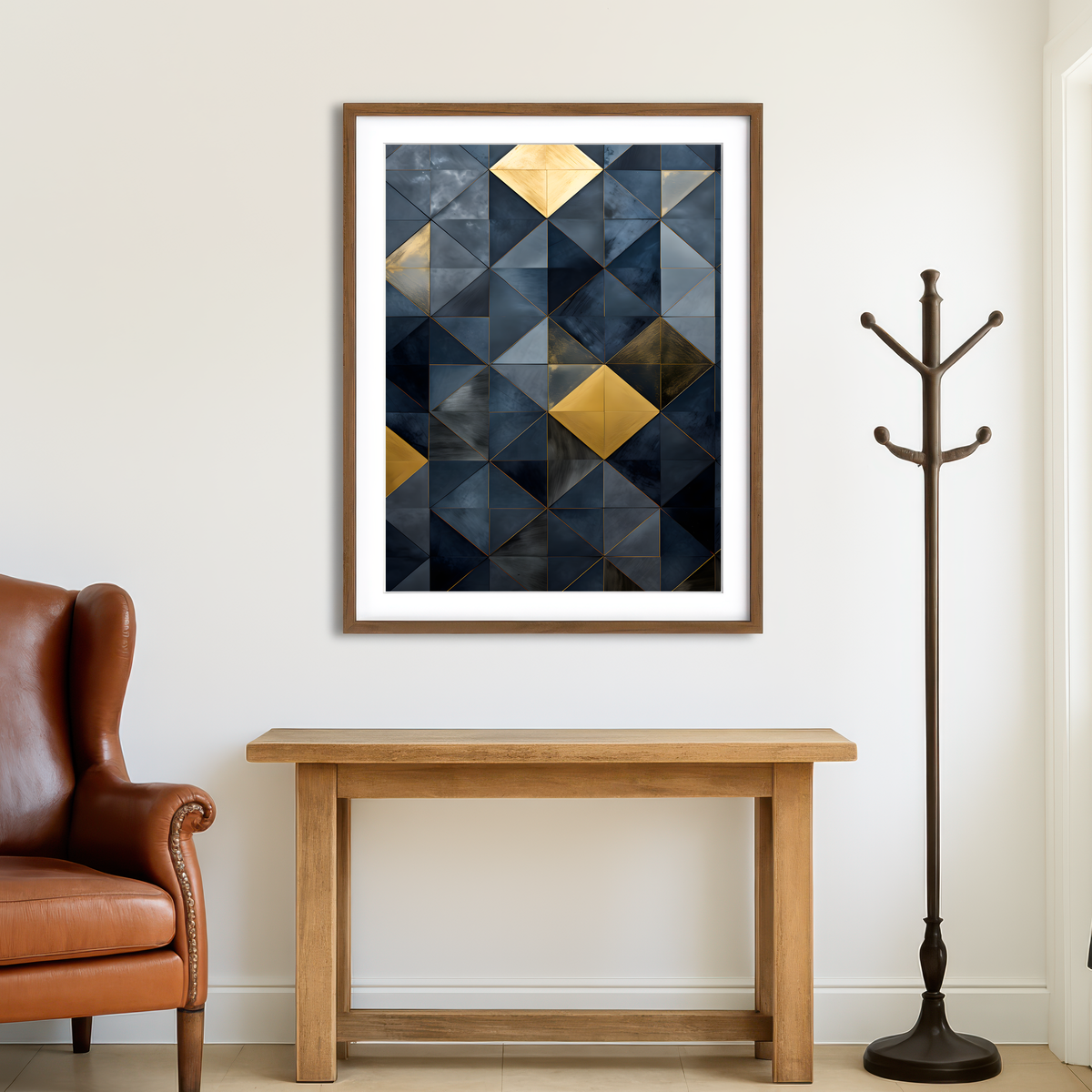 AUTO-MOCKUP ROOM | Abstract - Blue Gold Shapes 23 Wall Art