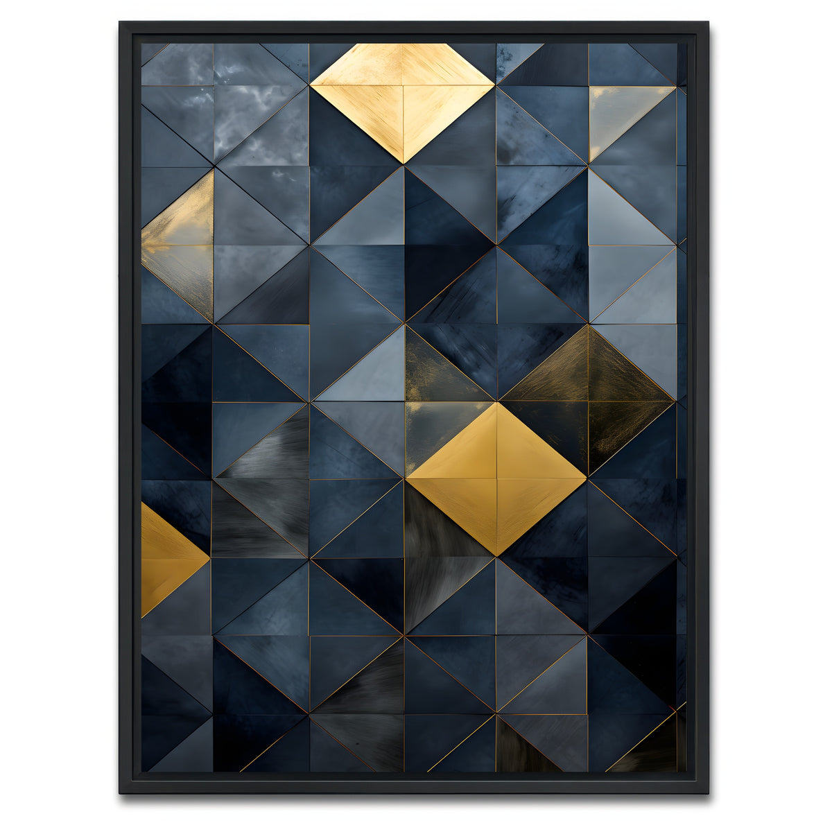 AUTO-MOCKUP WHITE | Abstract - Blue gold shapes 23 | 1 Piece | Black Framed Canvas | group=3x4