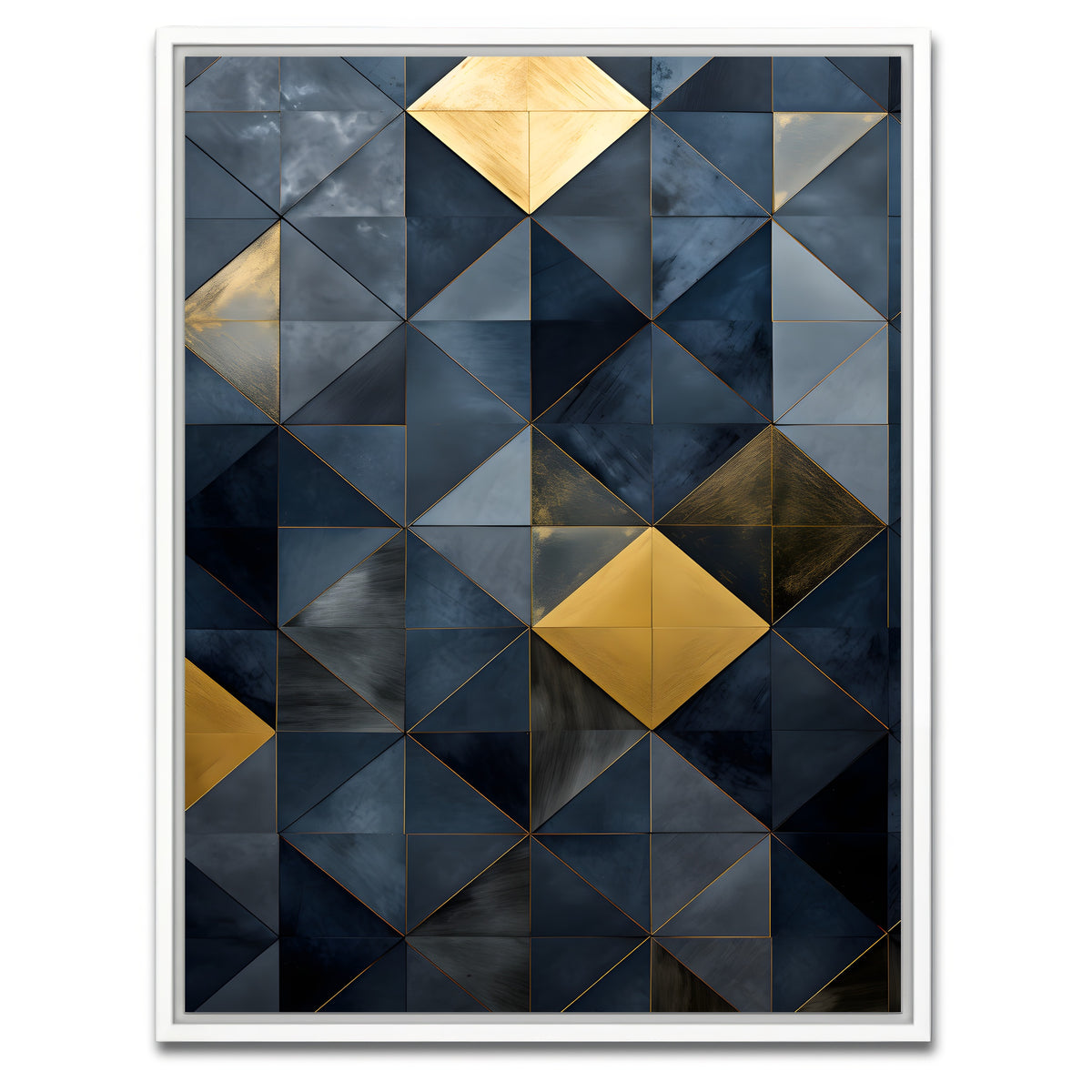 AUTO-MOCKUP WHITE | Abstract - Blue gold shapes 23 | 1 Piece | White Framed Canvas | group=3x4