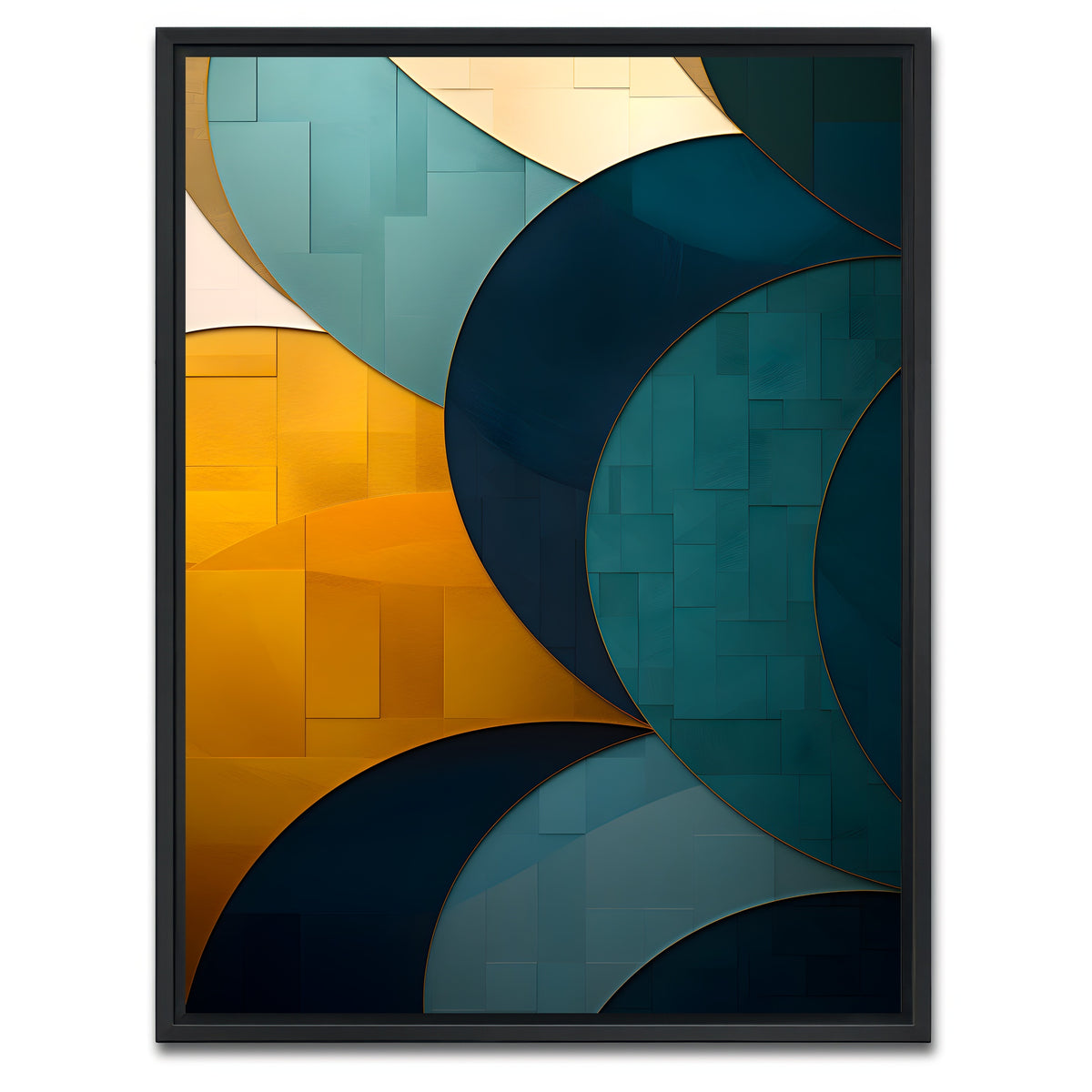AUTO-MOCKUP WHITE | Abstract - Blue gold wave 39 | 1 Piece | Black Framed Canvas | group=3x4