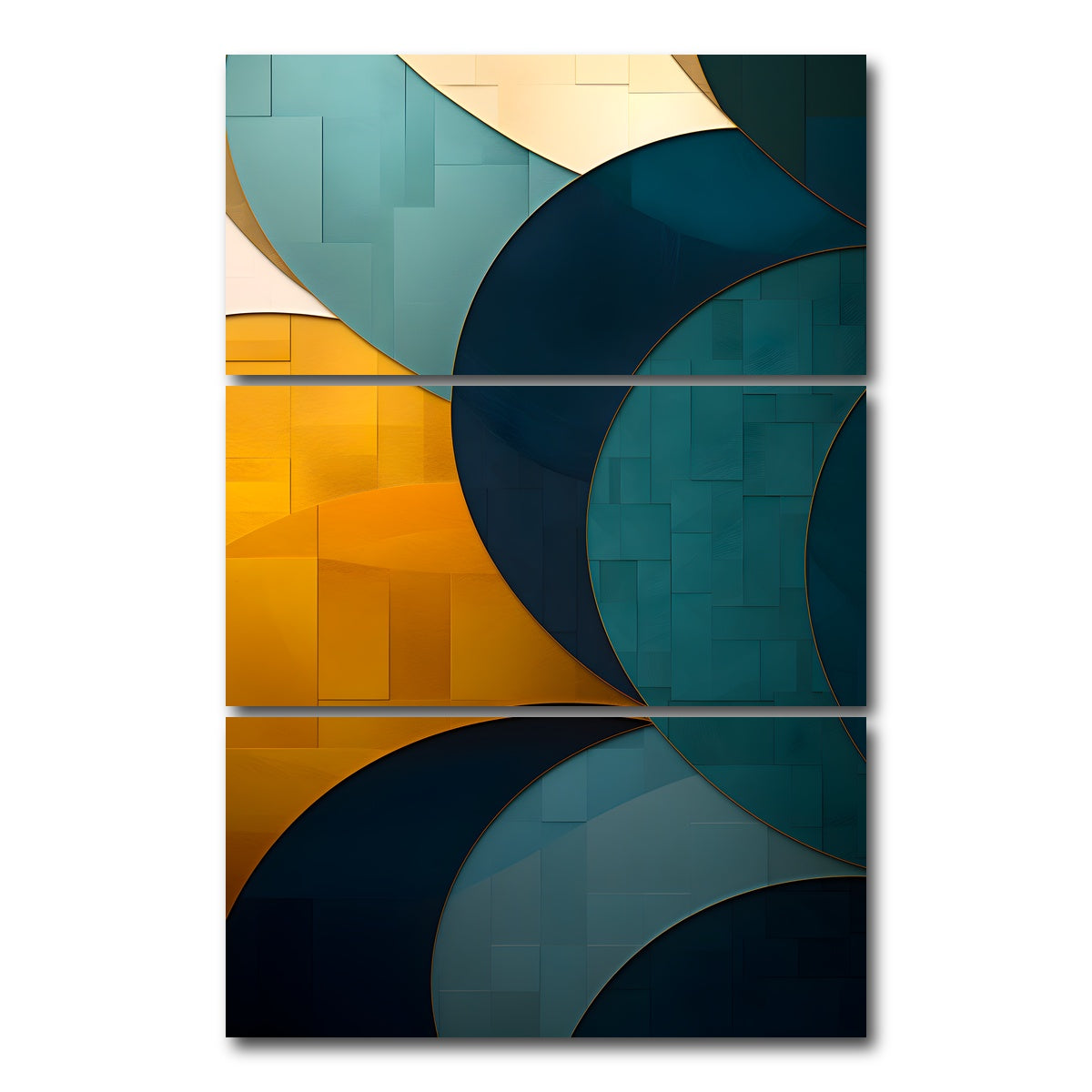 AUTO-MOCKUP WHITE | Abstract - Blue gold wave 39 | 3 Piece | Gallery Wrap Canvas | group=12x24_stacked