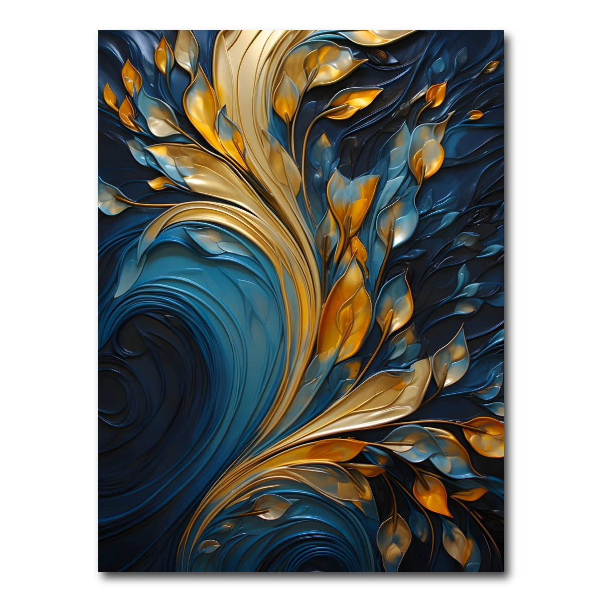 AUTO-MOCKUP WHITE | Abstract - Blue gold waves 26 | 1 Piece | Gallery Wrap Canvas | group=3x4