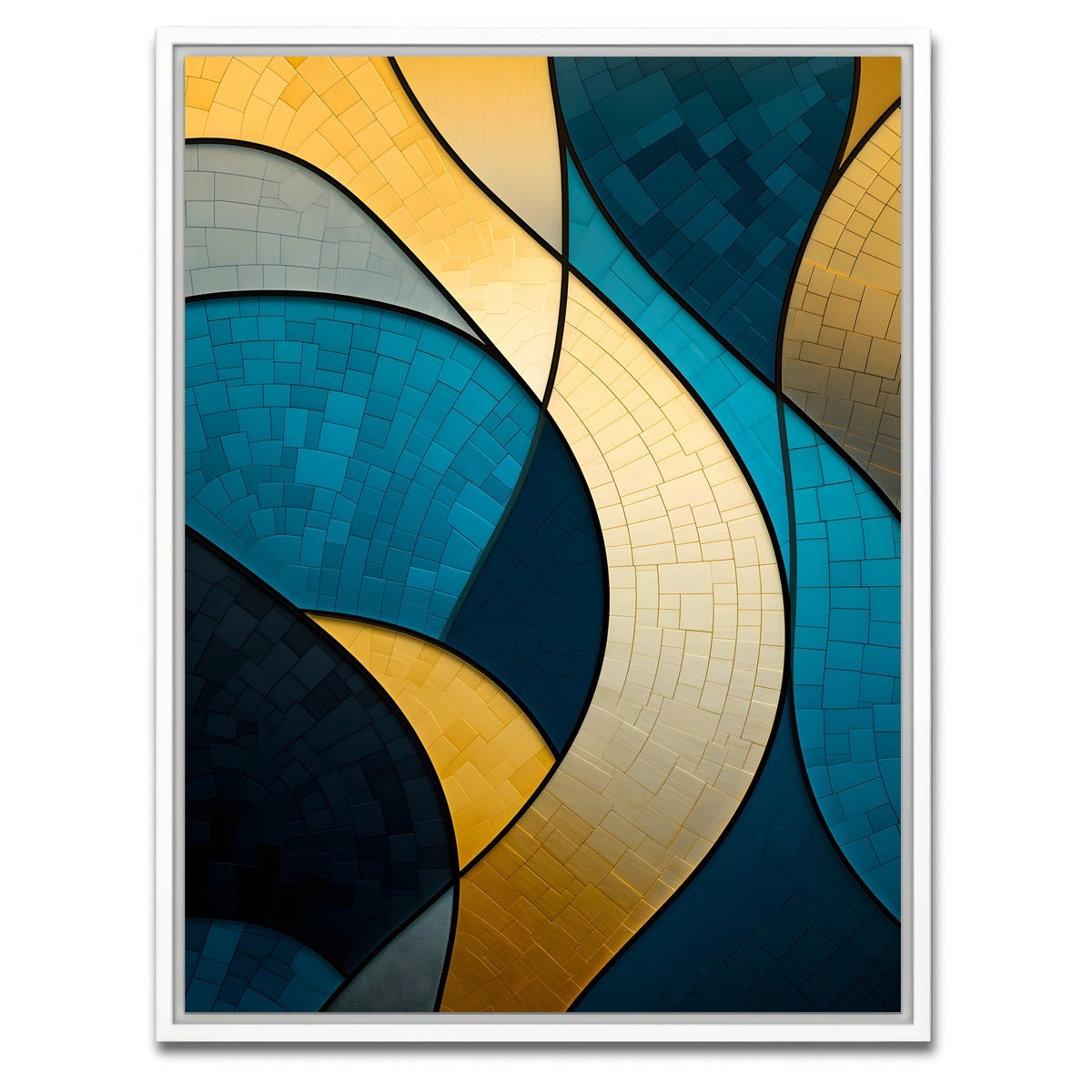 AUTO-MOCKUP WHITE | Abstract - Blue gold waves 36 | 1 Piece | White Framed Canvas | group=3x4