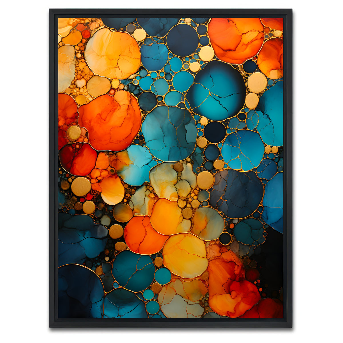 AUTO-MOCKUP WHITE | Abstract - Blue orange shapes 16 | 1 Piece | Black Framed Canvas | group=3x4