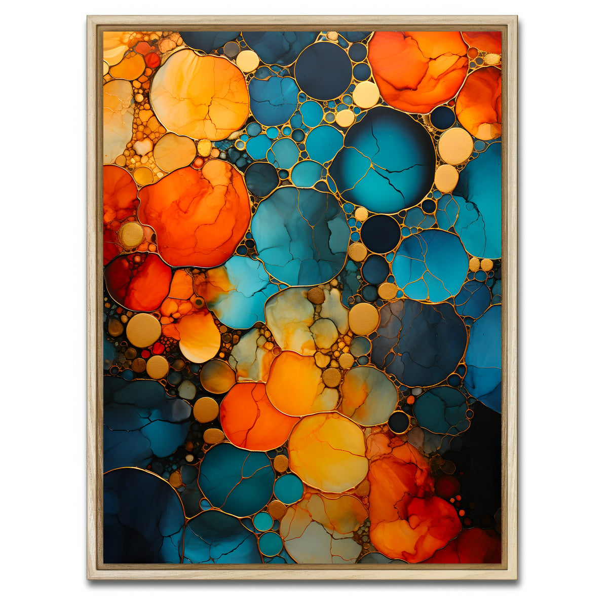 AUTO-MOCKUP WHITE | Abstract - Blue orange shapes 16 | 1 Piece | Natural Framed Canvas | group=3x4