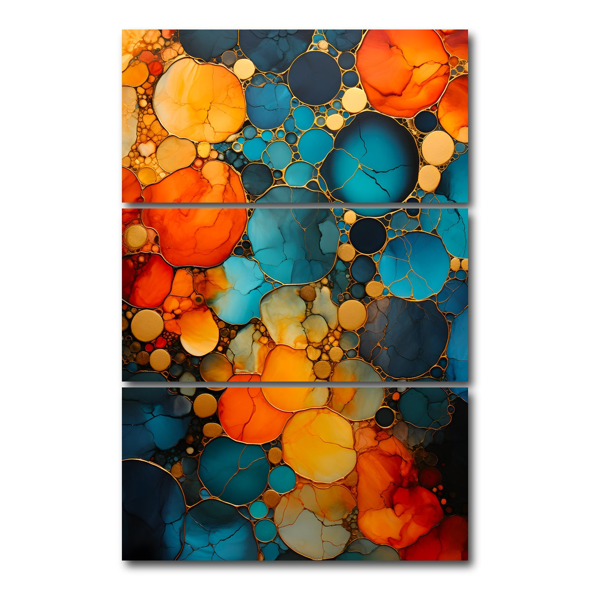 AUTO-MOCKUP WHITE | Abstract - Blue orange shapes 16 | 3 Piece | Gallery Wrap Canvas | group=12x24_stacked