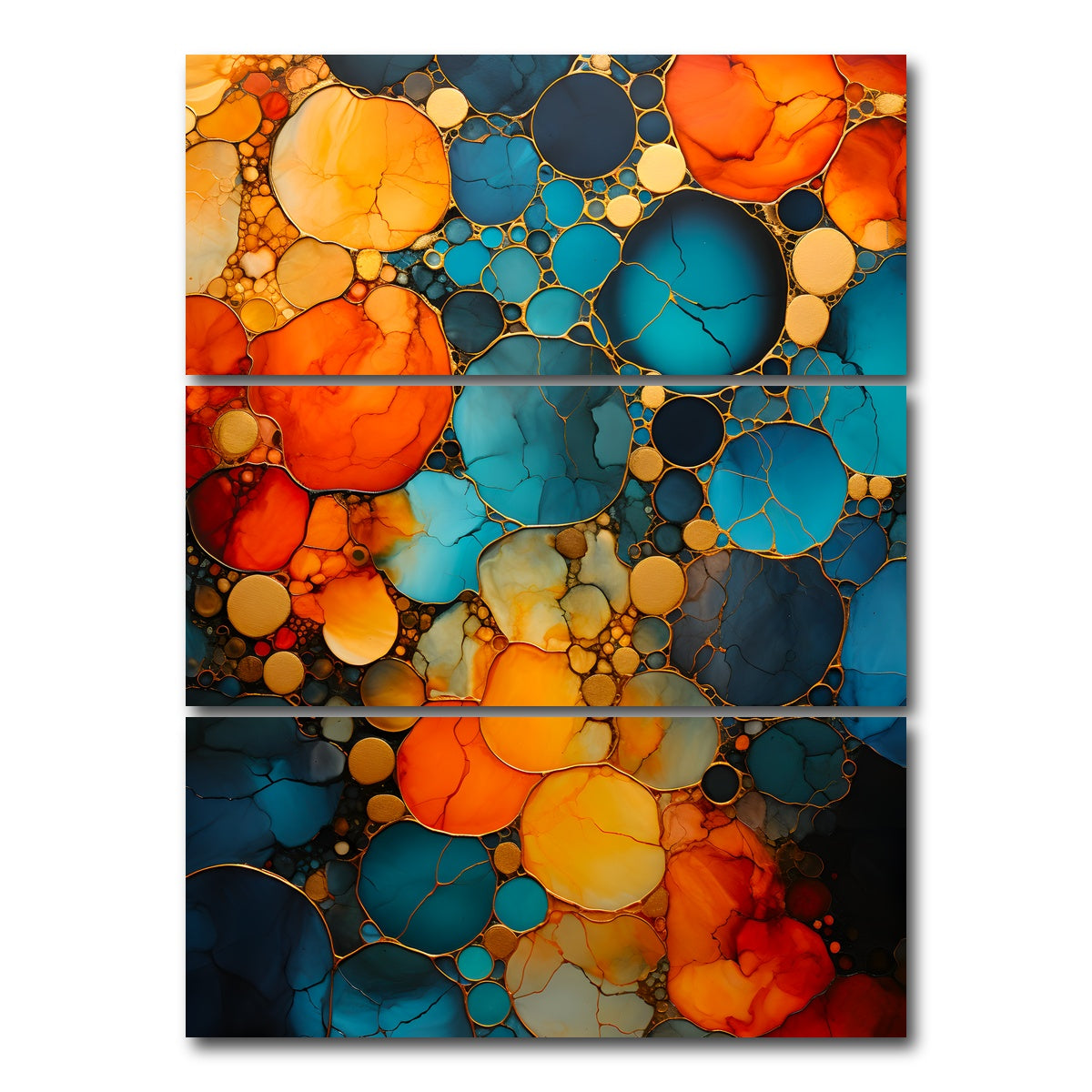 AUTO-MOCKUP WHITE | Abstract - Blue orange shapes 16 | 3 Piece | Gallery Wrap Canvas | group=8x18_stacked