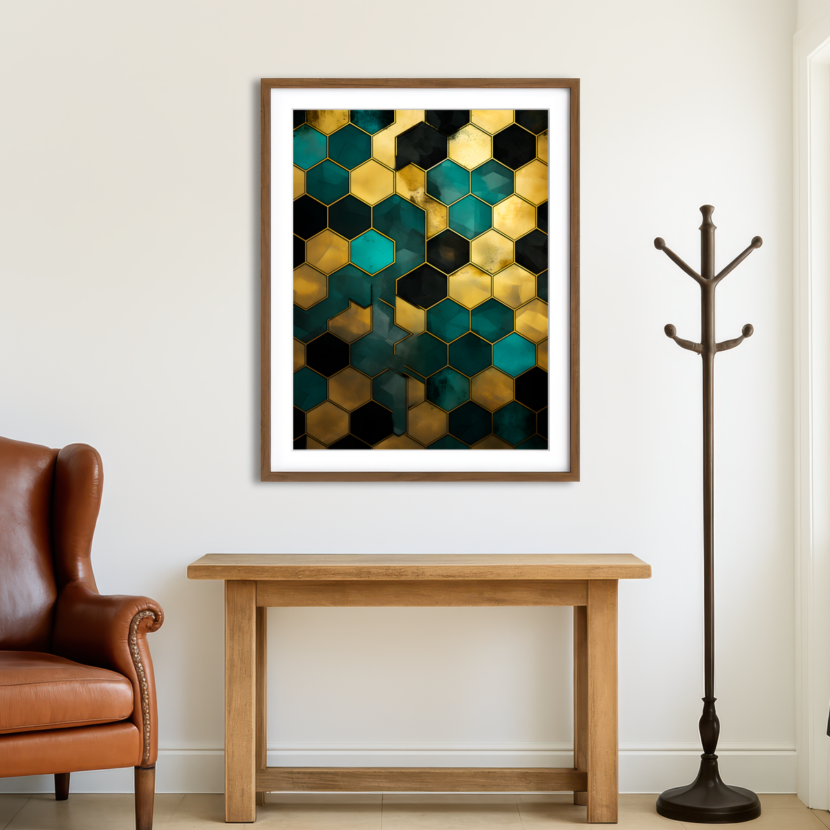 AUTO-MOCKUP ROOM | Abstract - Blue Orange Shapes 37 Wall Art