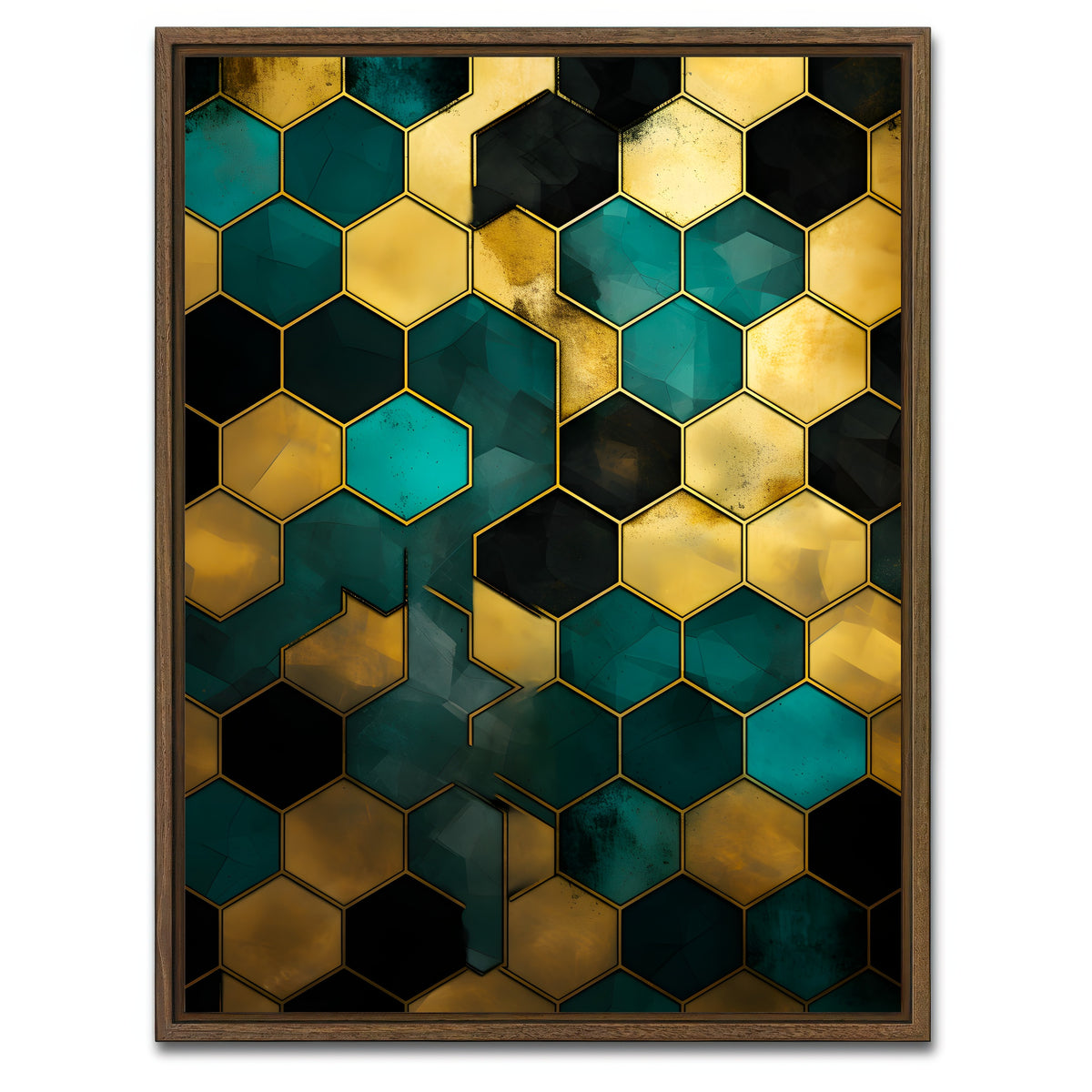 AUTO-MOCKUP WHITE | Abstract - Blue orange shapes 37 | 1 Piece | Walnut Framed Canvas | group=3x4