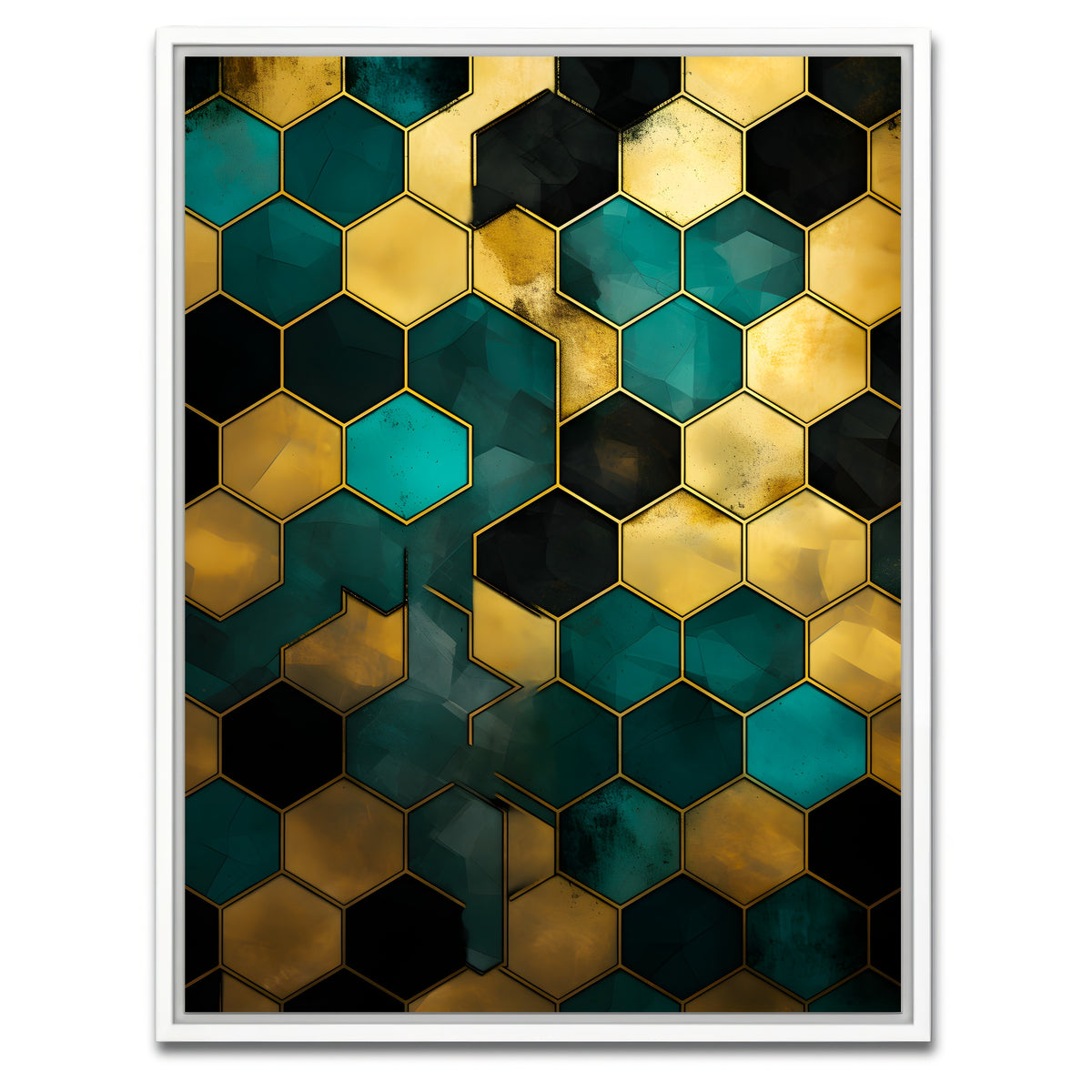 AUTO-MOCKUP WHITE | Abstract - Blue orange shapes 37 | 1 Piece | White Framed Canvas | group=3x4