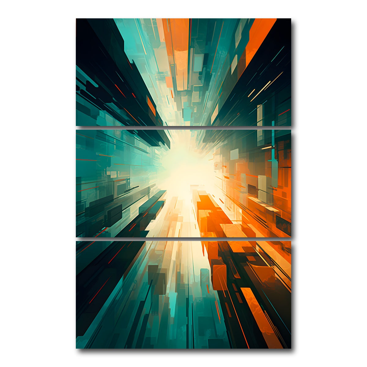 AUTO-MOCKUP WHITE | Abstract - Blue orange shapes 5 | 3 Piece | Gallery Wrap Canvas | group=12x24_stacked
