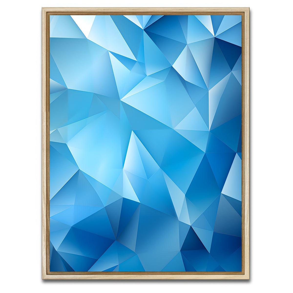 AUTO-MOCKUP WHITE | Abstract - Blue shapes 2 | 1 Piece | Natural Framed Canvas | group=3x4