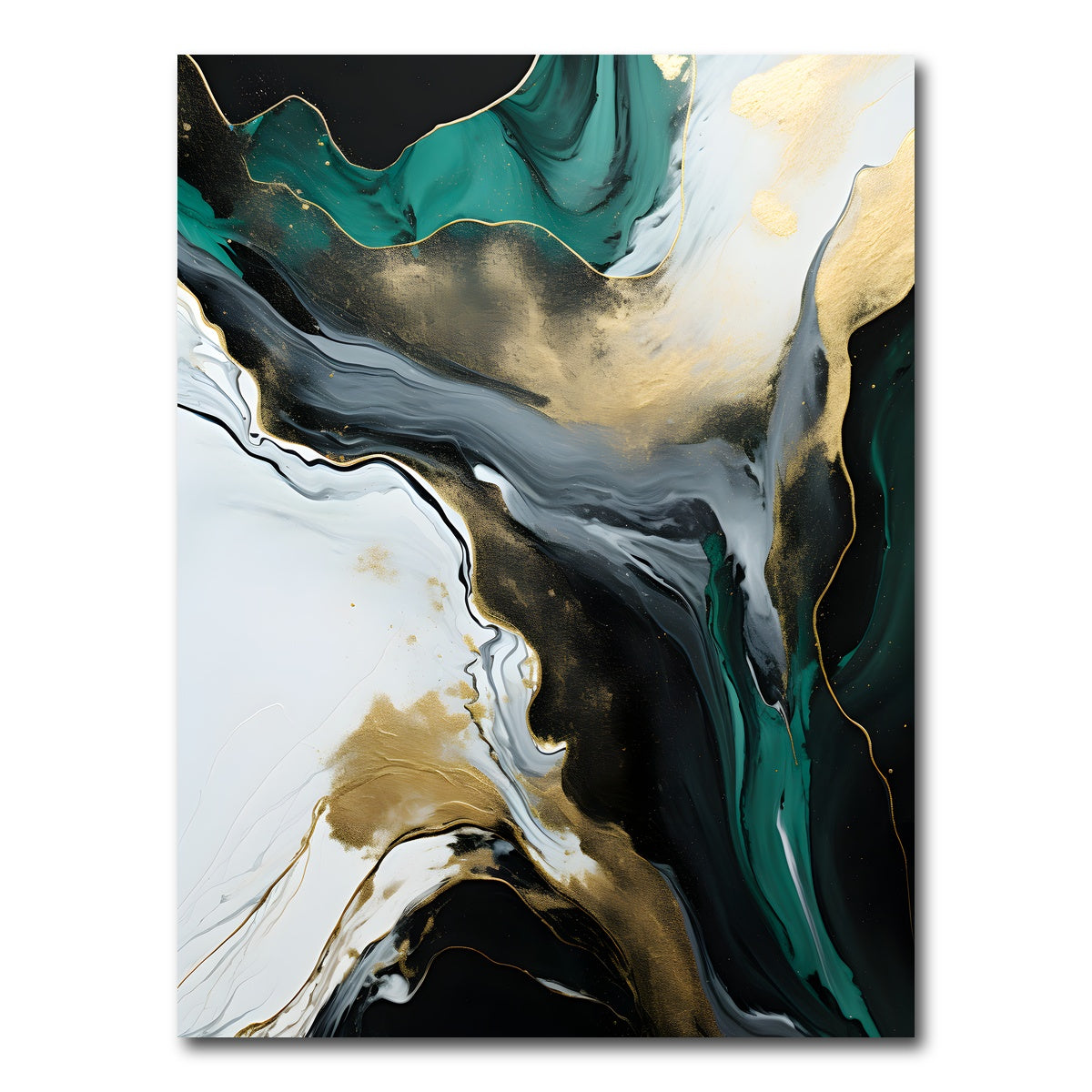 AUTO-MOCKUP WHITE | Abstract - Green gold waves 2 | 1 Piece | Gallery Wrap Canvas | group=3x4