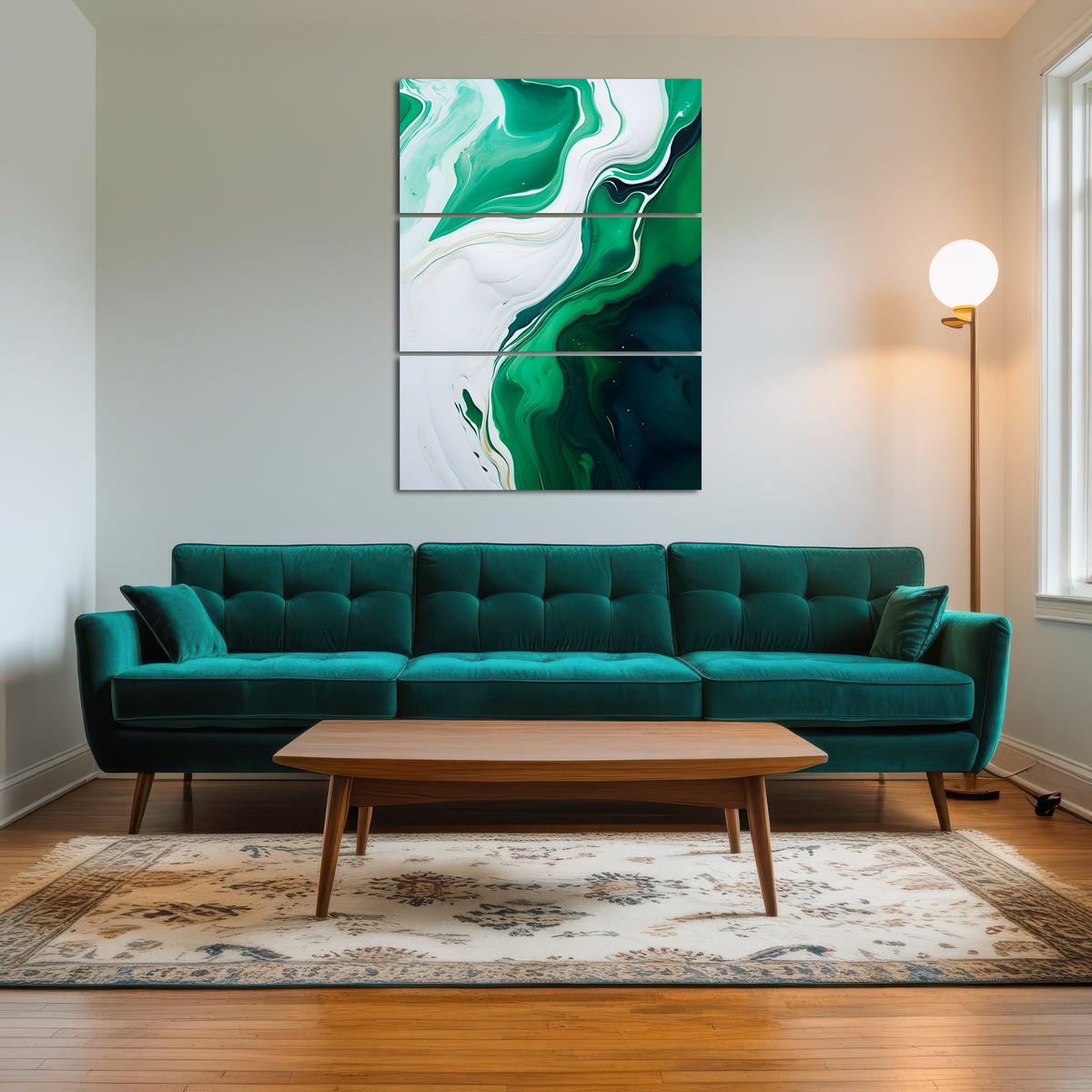 AUTO-MOCKUP ROOM | Abstract - Green white waves 1