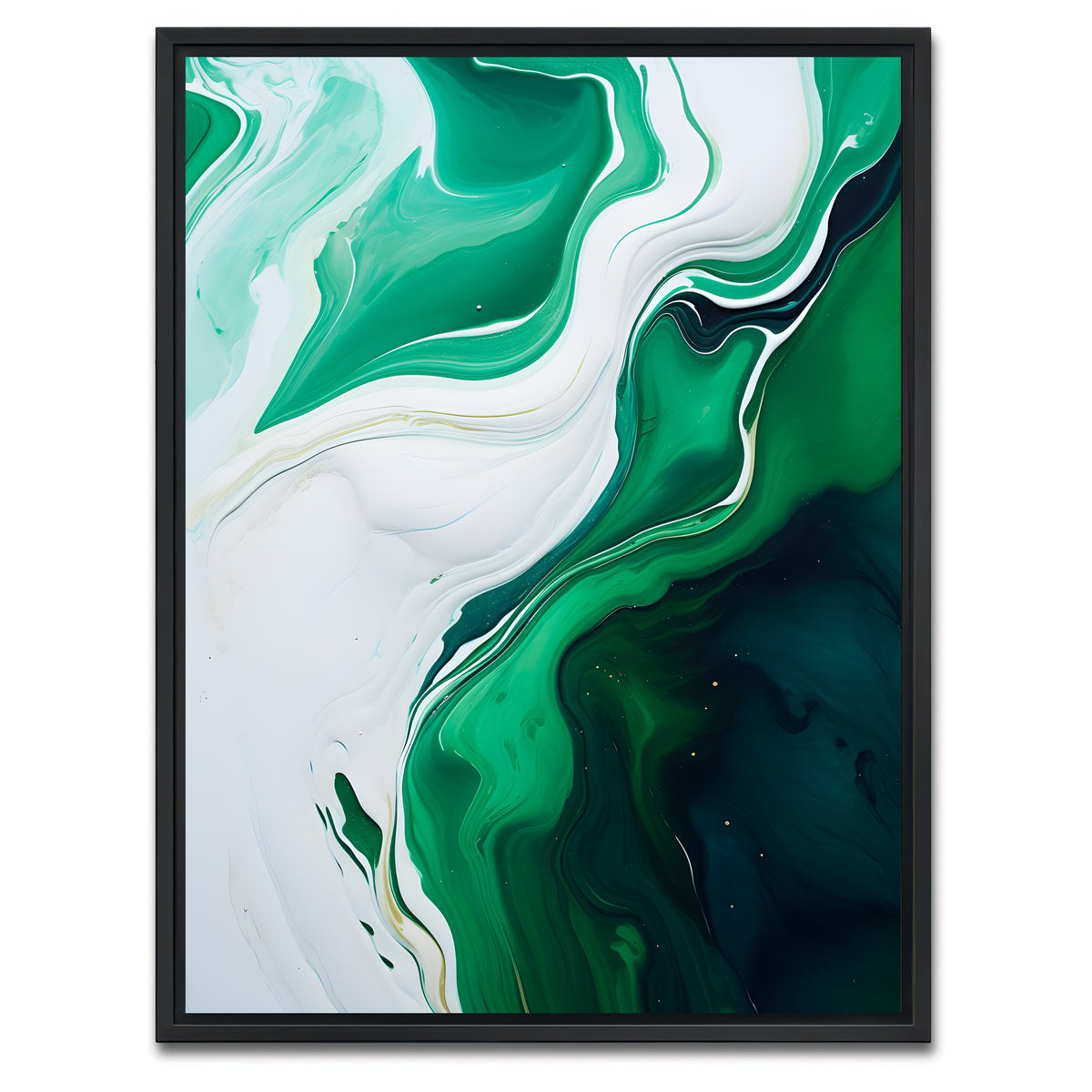 AUTO-MOCKUP WHITE | Abstract - Green white waves 1 | 1 Piece | Black Framed Canvas | group=3x4