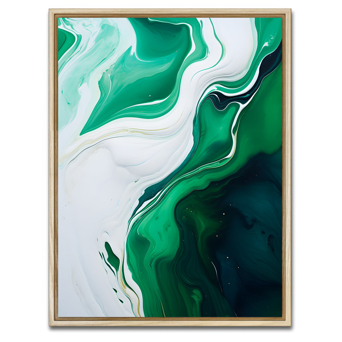 AUTO-MOCKUP WHITE | Abstract - Green white waves 1 | 1 Piece | Natural Framed Canvas | group=3x4