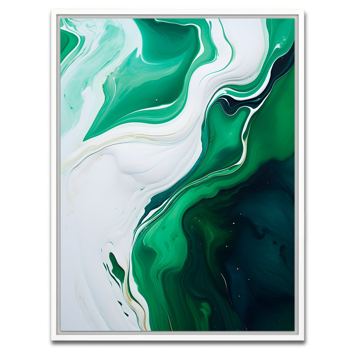 AUTO-MOCKUP WHITE | Abstract - Green white waves 1 | 1 Piece | White Framed Canvas | group=3x4