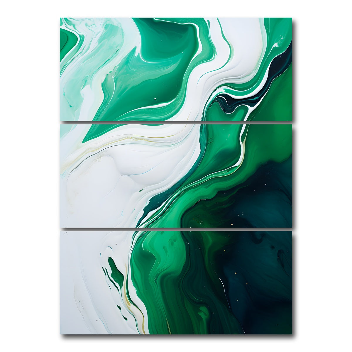 AUTO-MOCKUP WHITE | Abstract - Green white waves 1 | 3 Piece | Gallery Wrap Canvas | group=8x18_stacked