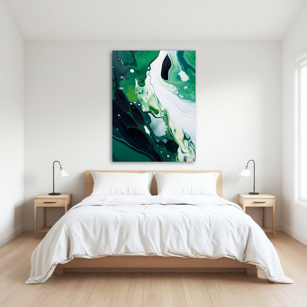 AUTO-MOCKUP ROOM | Abstract - Green white waves 2