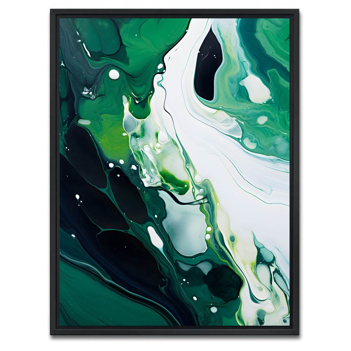 AUTO-MOCKUP WHITE | Abstract - Green white waves 2 | 1 Piece | Black Framed Canvas | group=3x4