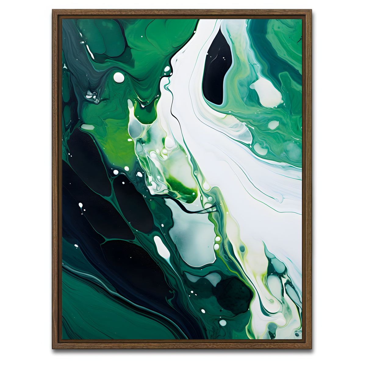 AUTO-MOCKUP WHITE | Abstract - Green white waves 2 | 1 Piece | Walnut Framed Canvas | group=3x4
