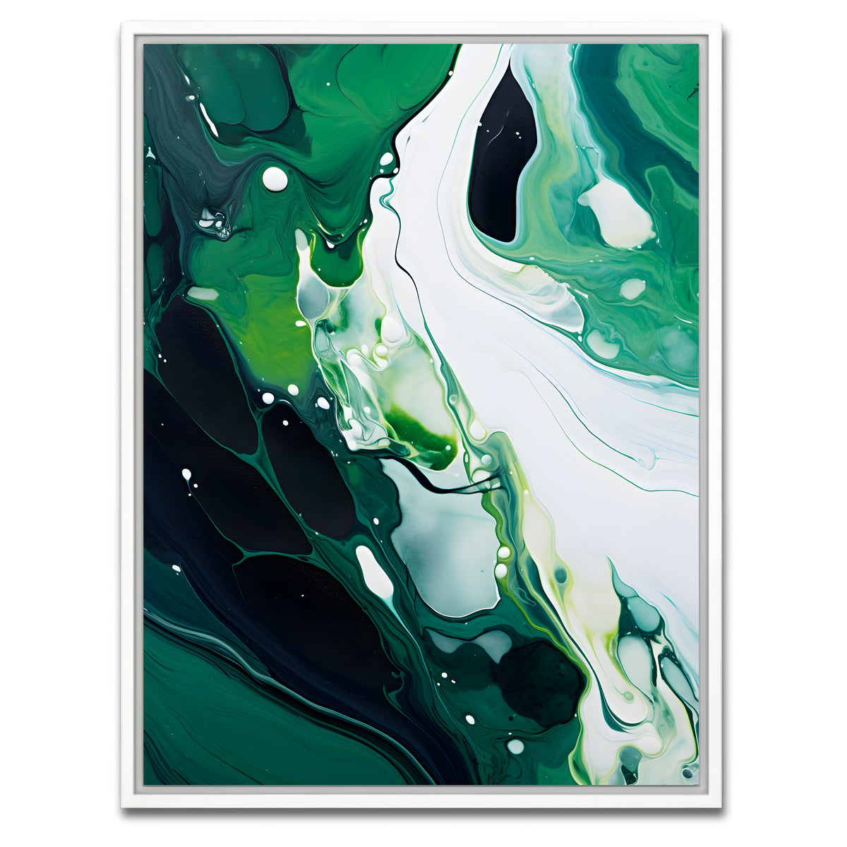 AUTO-MOCKUP WHITE | Abstract - Green white waves 2 | 1 Piece | White Framed Canvas | group=3x4