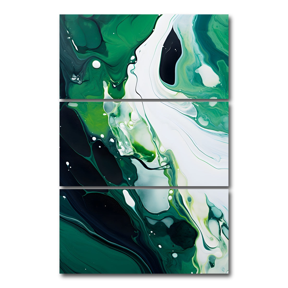 AUTO-MOCKUP WHITE | Abstract - Green white waves 2 | 3 Piece | Gallery Wrap Canvas | group=12x24_stacked