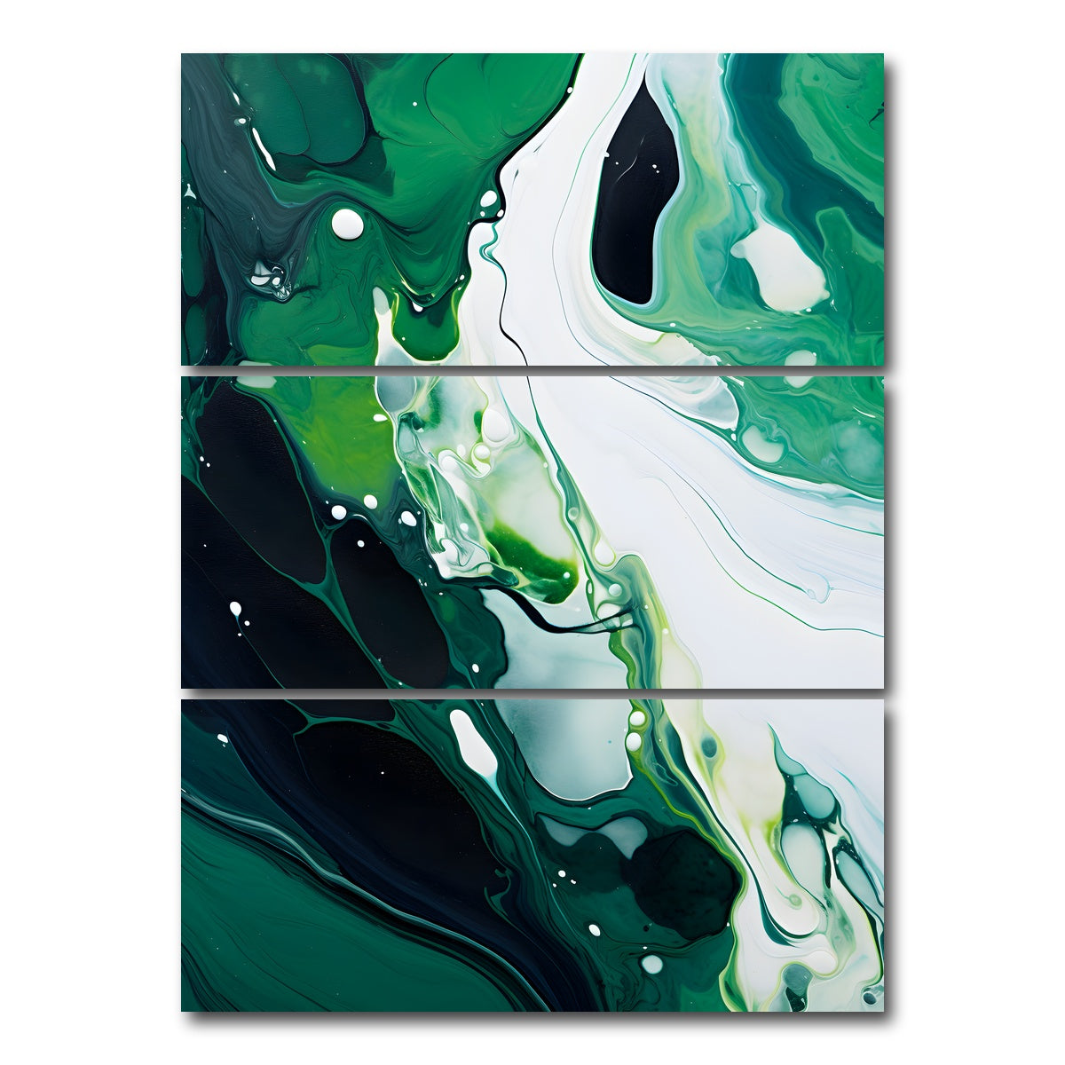 AUTO-MOCKUP WHITE | Abstract - Green white waves 2 | 3 Piece | Gallery Wrap Canvas | group=8x18_stacked