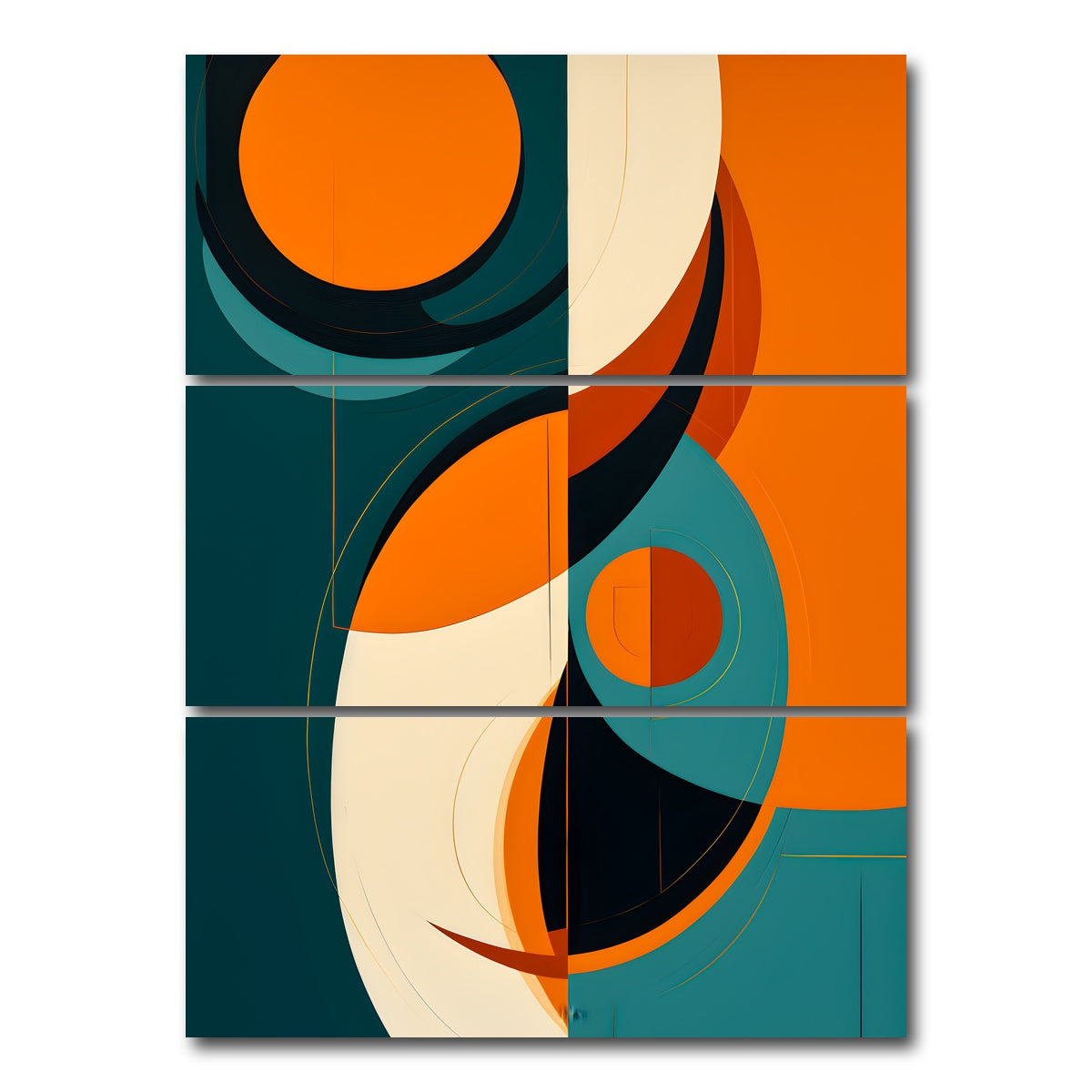 AUTO-MOCKUP WHITE | Abstract - Shapes series 3 | 3 Piece | Gallery Wrap Canvas | group=8x18_stacked