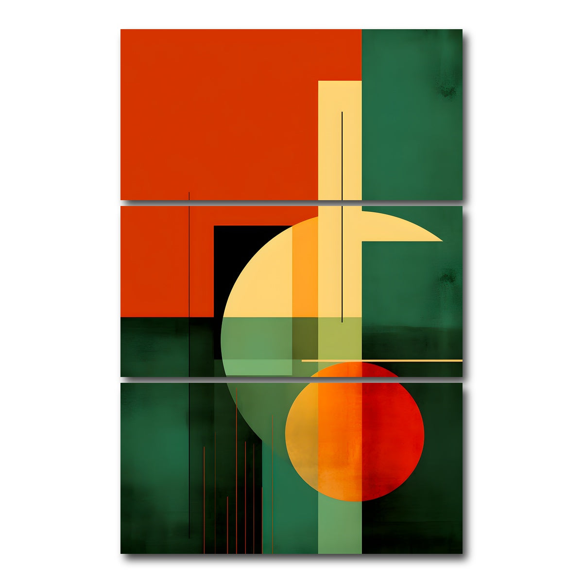 AUTO-MOCKUP WHITE | Abstract - Shapes series 4 | 3 Piece | Gallery Wrap Canvas | group=12x24_stacked