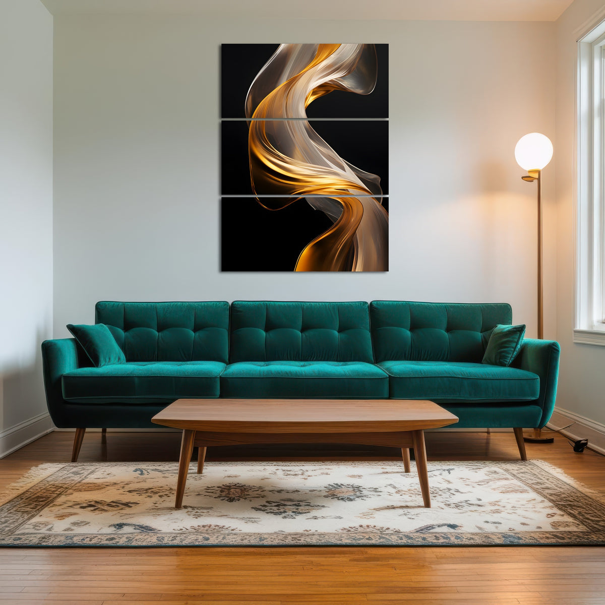 AUTO-MOCKUP ROOM | Abstract - White gold waves 2