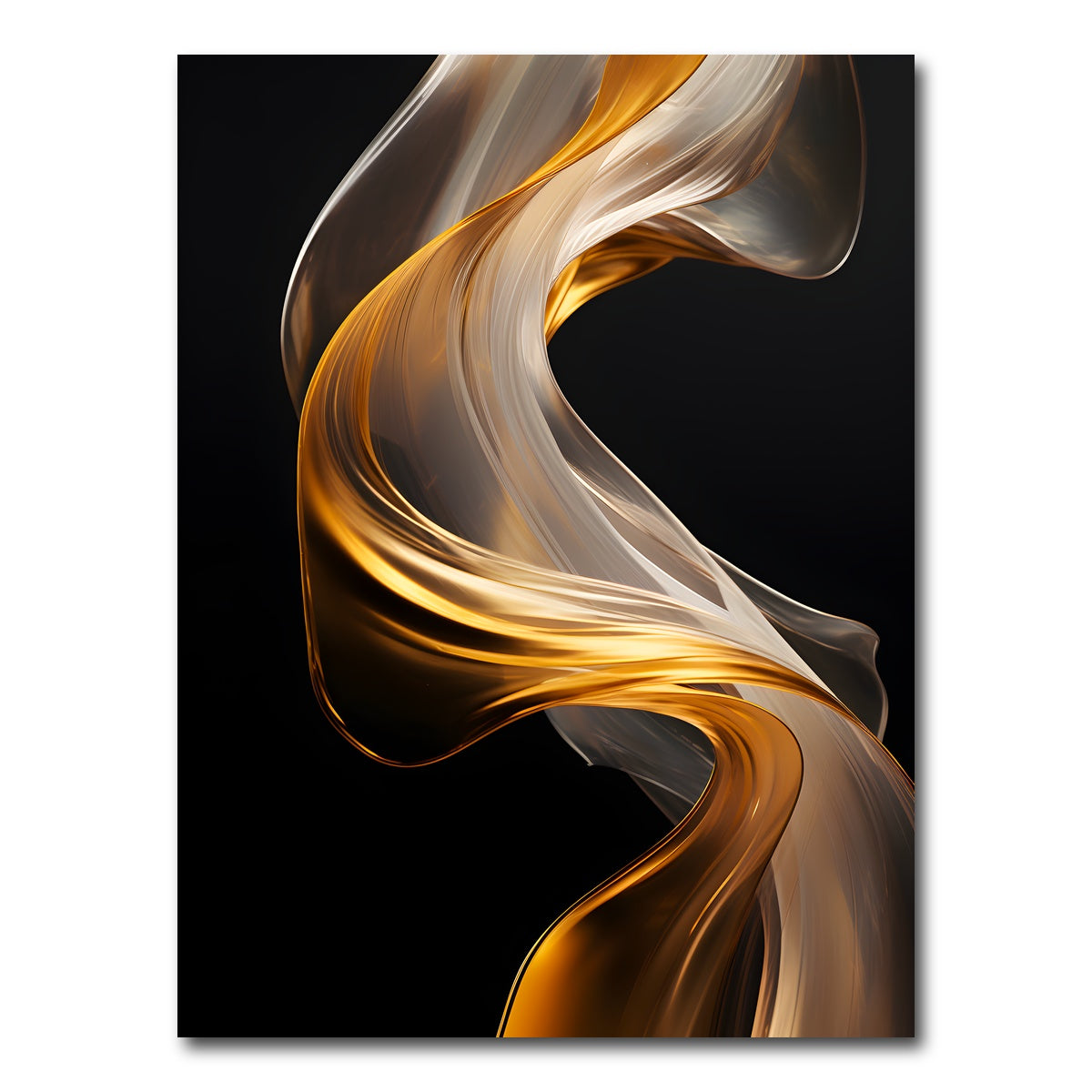 AUTO-MOCKUP WHITE | Abstract - White gold waves 2 | 1 Piece | Gallery Wrap Canvas | group=3x4