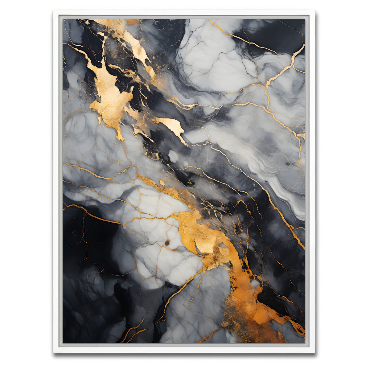 AUTO-MOCKUP WHITE | Abstract - White gold waves 8 | 1 Piece | White Framed Canvas | group=3x4