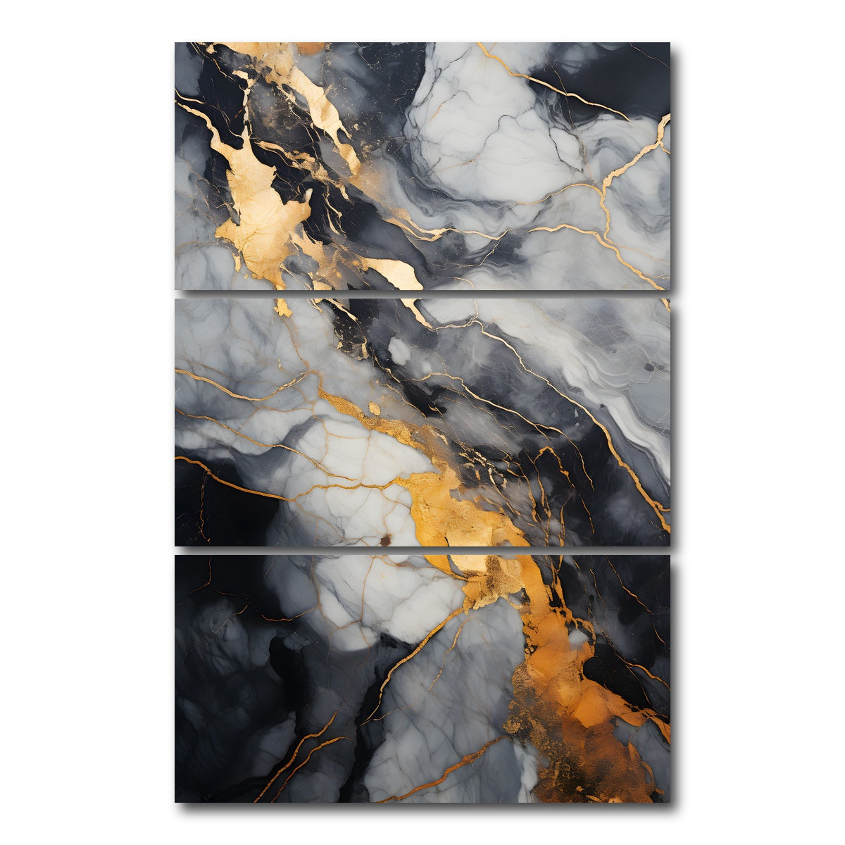AUTO-MOCKUP WHITE | Abstract - White gold waves 8 | 3 Piece | Gallery Wrap Canvas | group=12x24_stacked