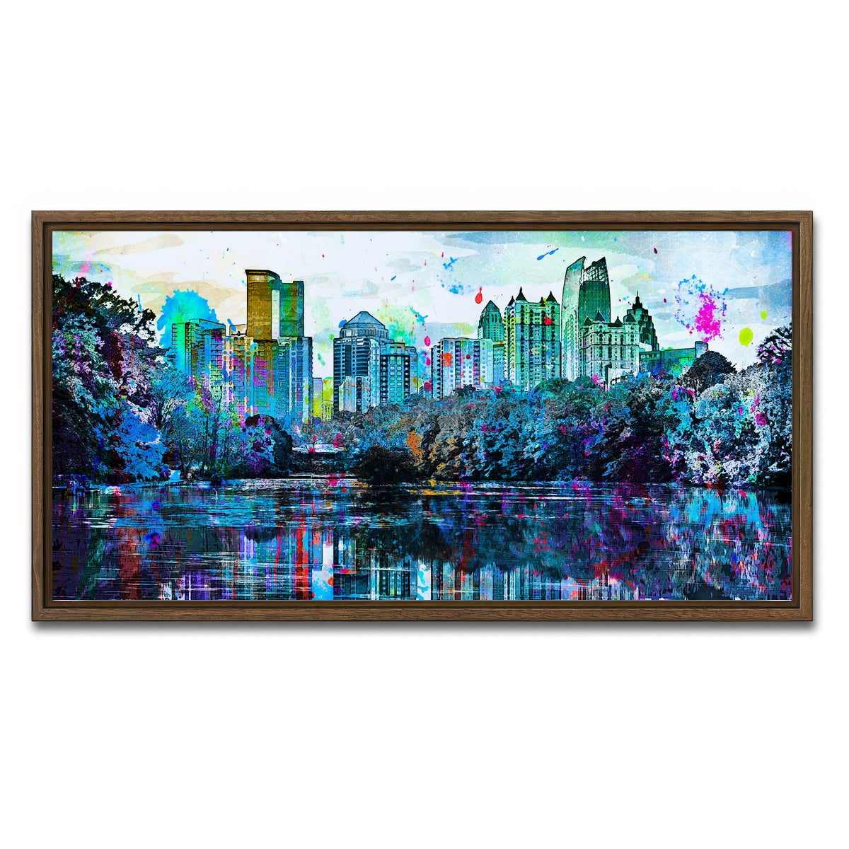 AUTO-MOCKUP WHITE | Abstract Atlanta | 1 Piece | Walnut Framed Canvas | group=2x1