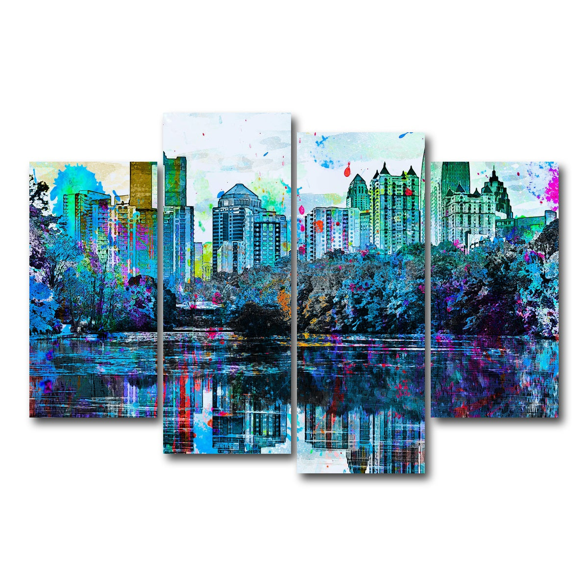 AUTO-MOCKUP WHITE | Abstract Atlanta | 4 Piece | Gallery Wrap Canvas | group=4_short