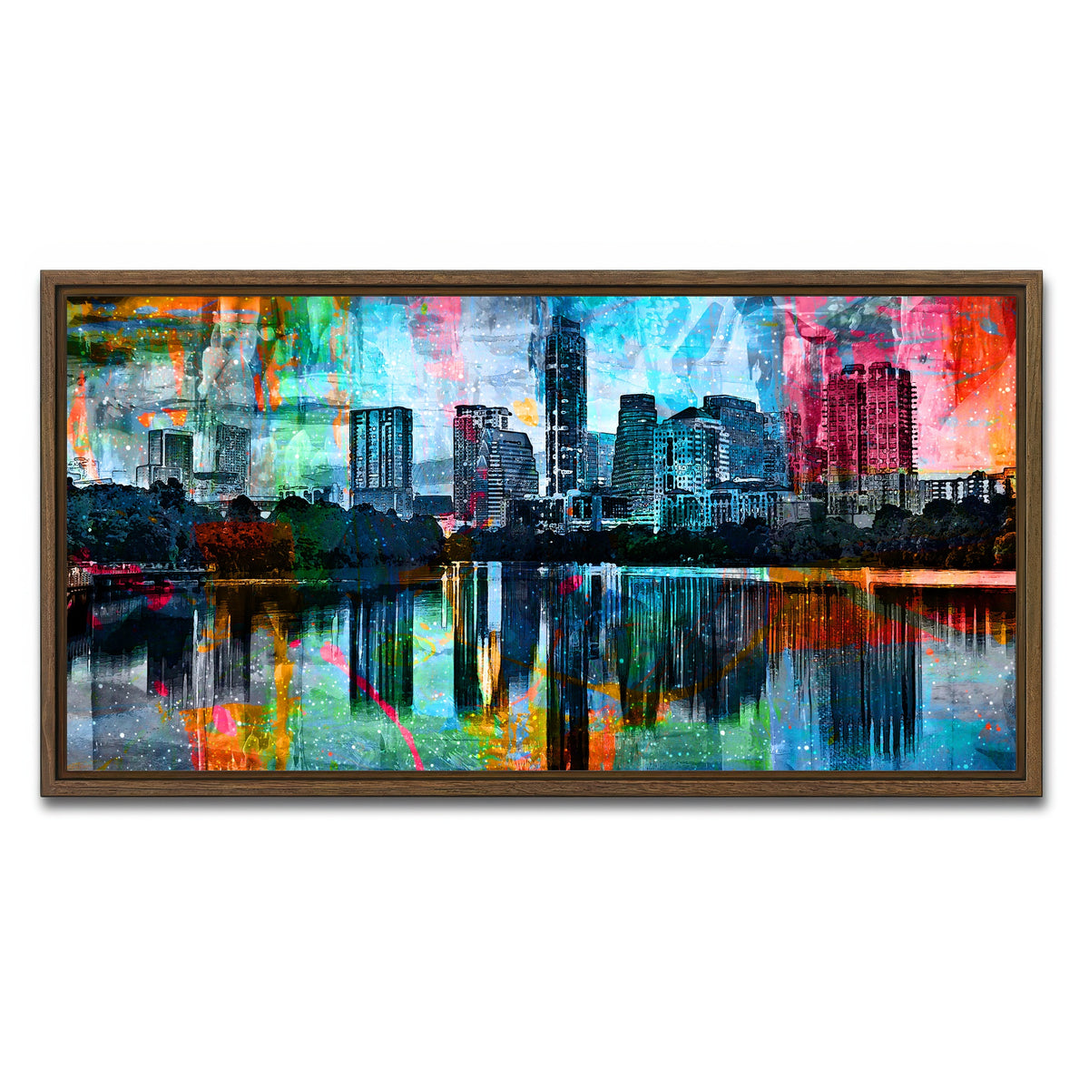 AUTO-MOCKUP WHITE | Abstract Austin | 1 Piece | Walnut Framed Canvas | group=2x1