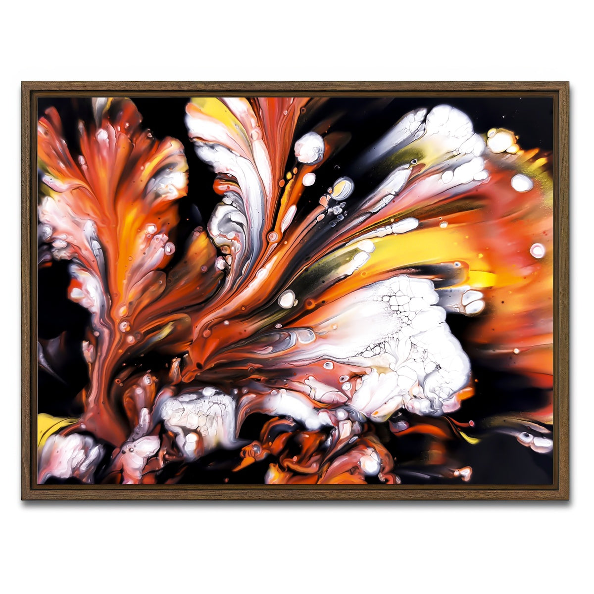 AUTO-MOCKUP WHITE | Abstract Blossom | 1 Piece | Walnut Framed Canvas | group=4x3