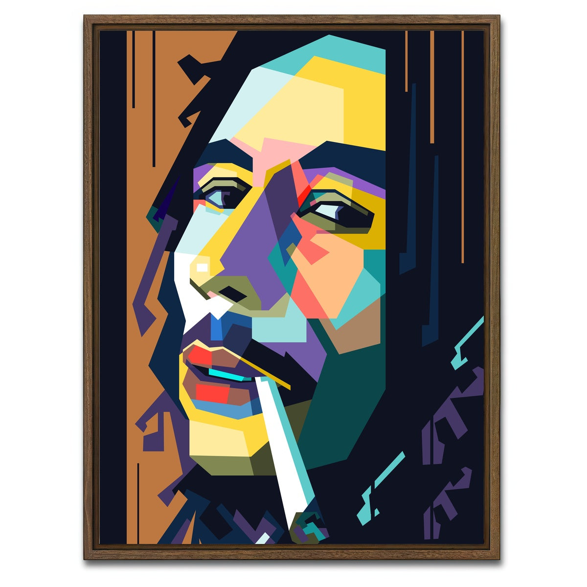 AUTO-MOCKUP WHITE | Abstract Bob Marley | 1 Piece | Walnut Framed Canvas | group=3x4