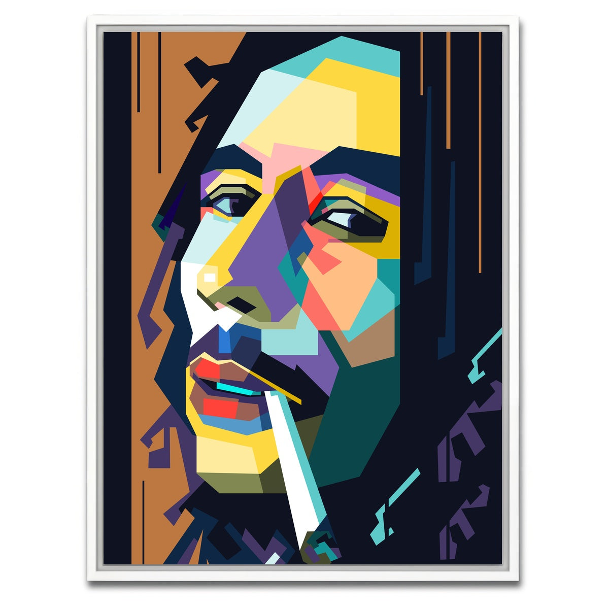 AUTO-MOCKUP WHITE | Abstract Bob Marley | 1 Piece | White Framed Canvas | group=3x4