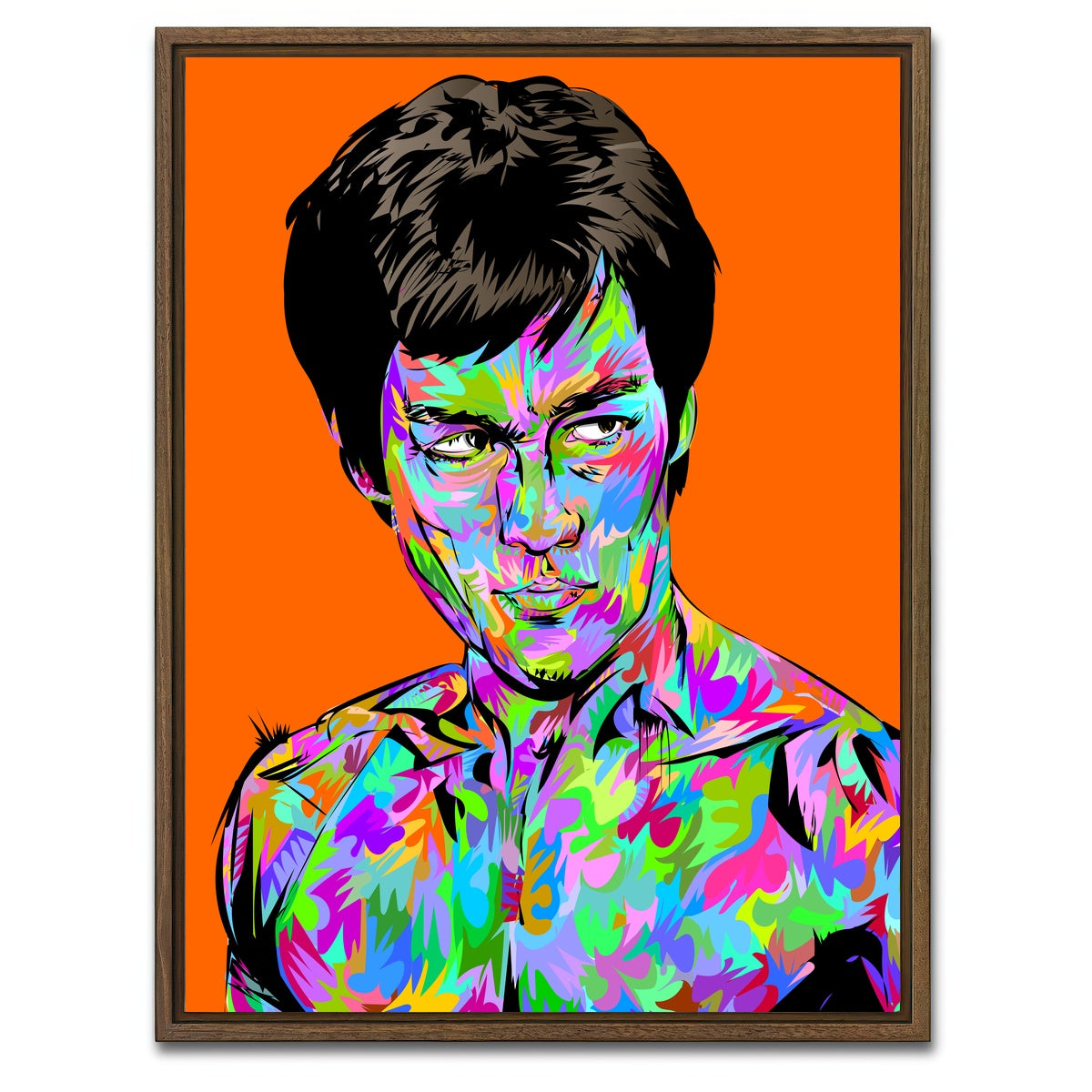 AUTO-MOCKUP WHITE | Abstract Bruce Lee | 1 Piece | Walnut Framed Canvas | group=3x4