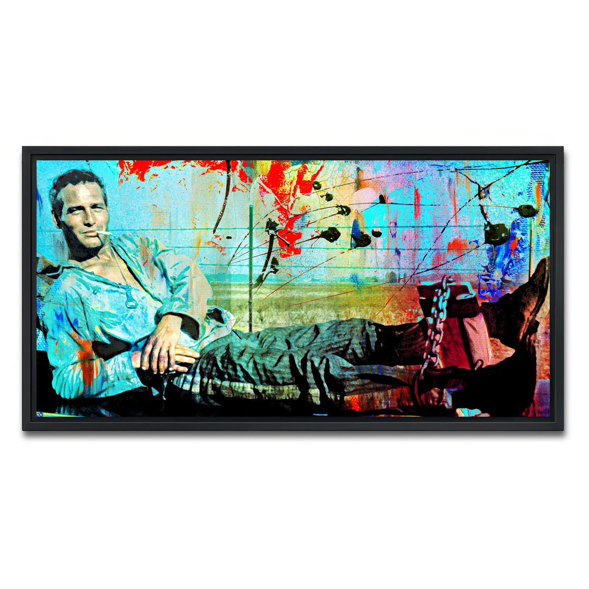 AUTO-MOCKUP WHITE | Abstract Cool Hand Luke | 1 Piece | Black Framed Canvas | group=2x1
